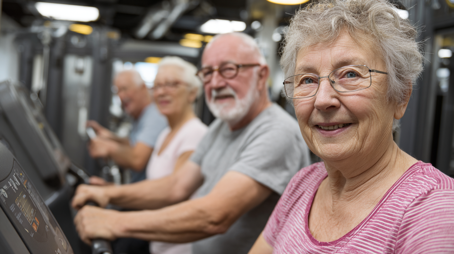 Літня жінка медитує в саду серед квітів